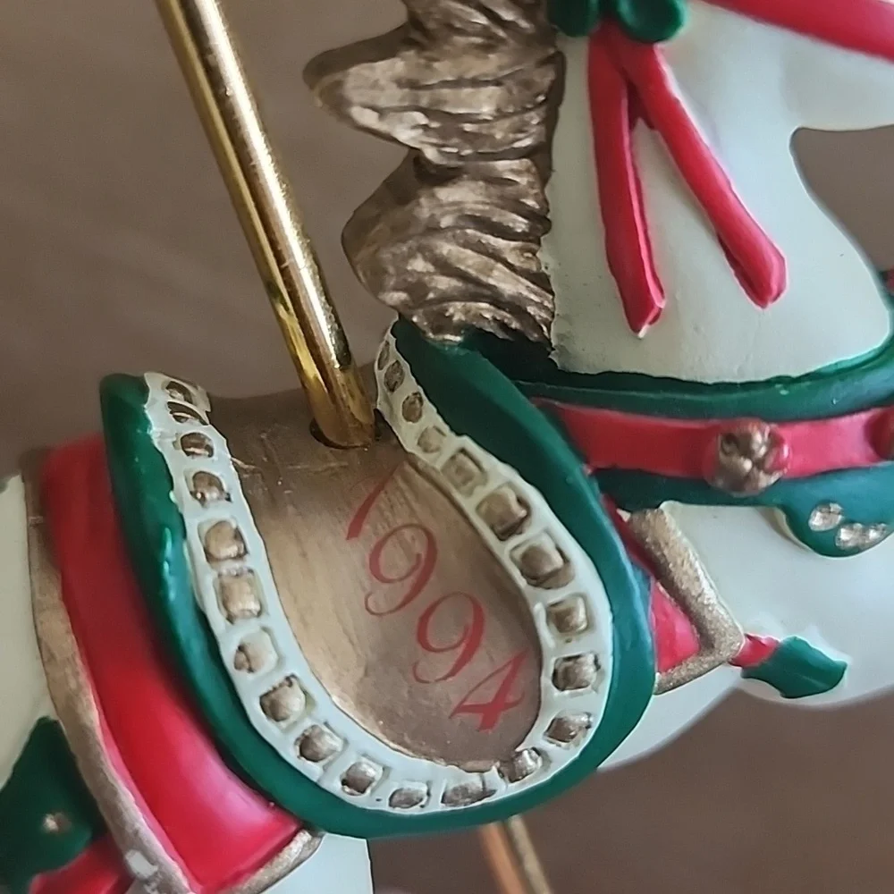 1994 Christmas Fantasy Carousel Unicorn Ornament Vintage American Greetings